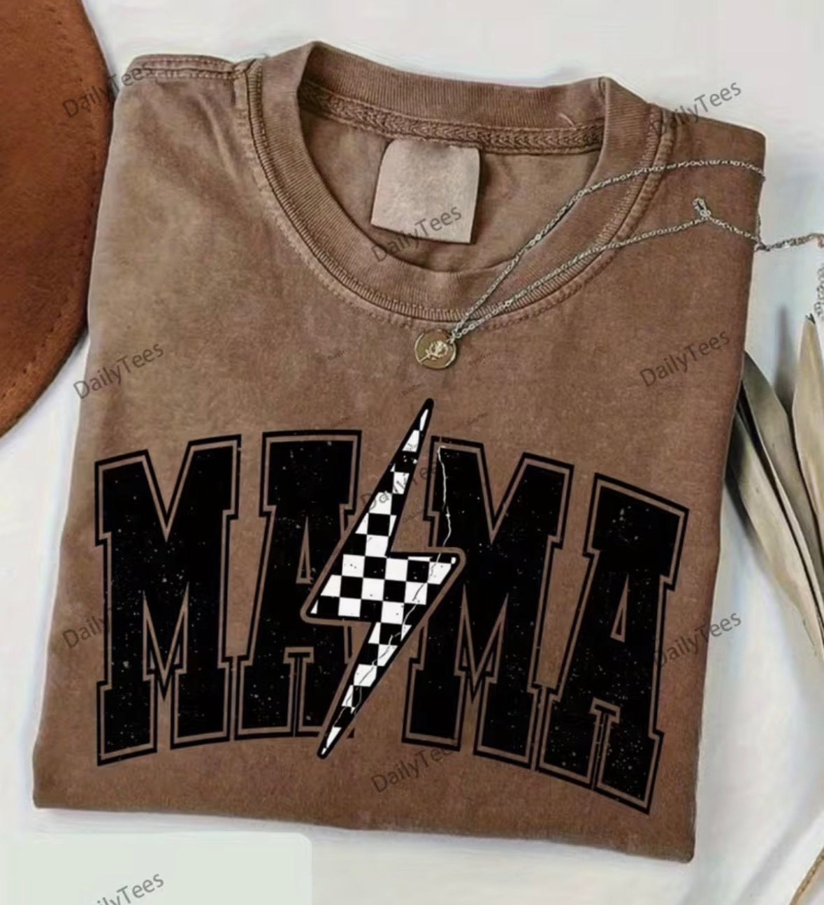 MAMA Checkered lightening bolt shirt