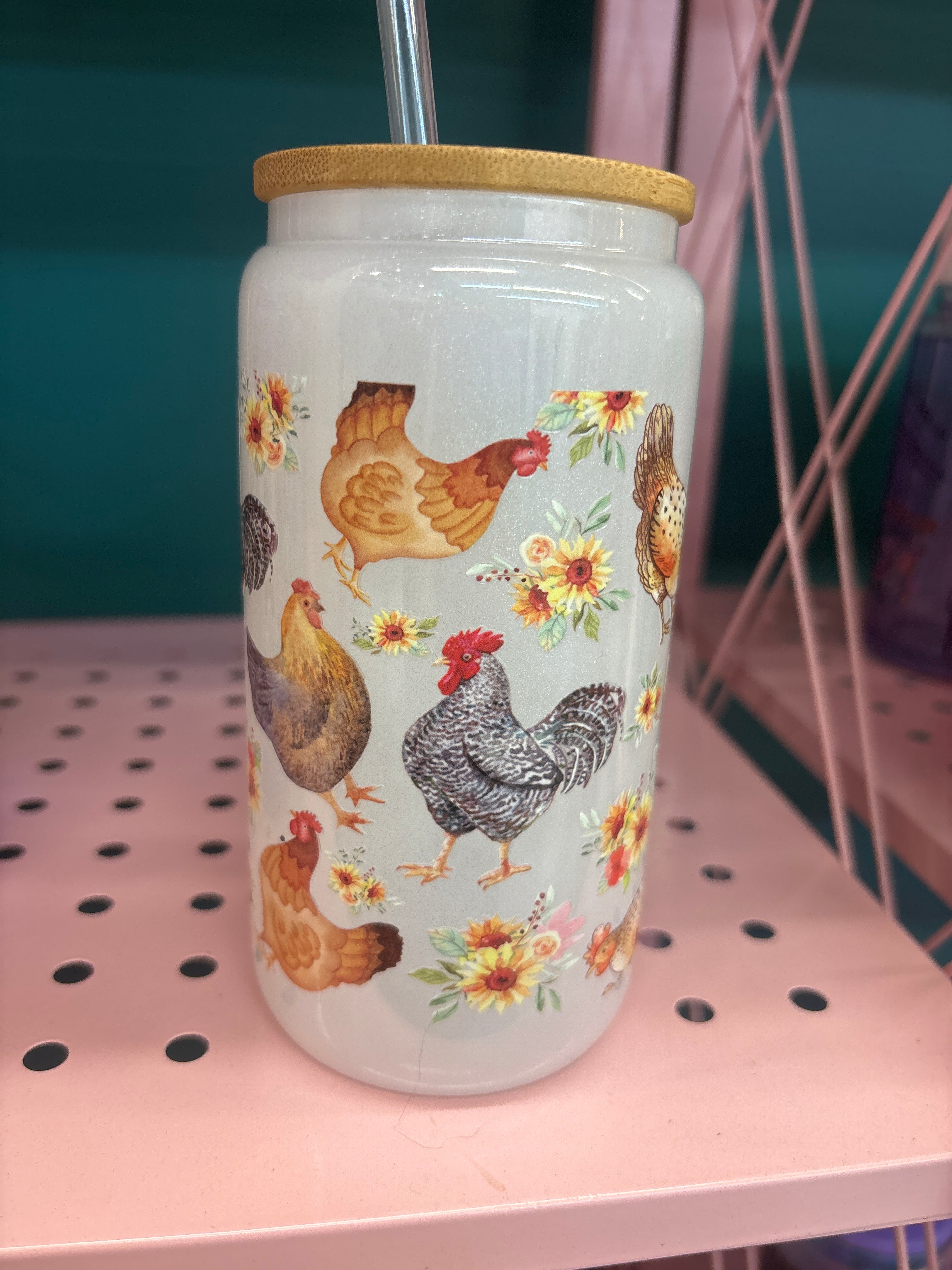 16oz chicken & flowers cup