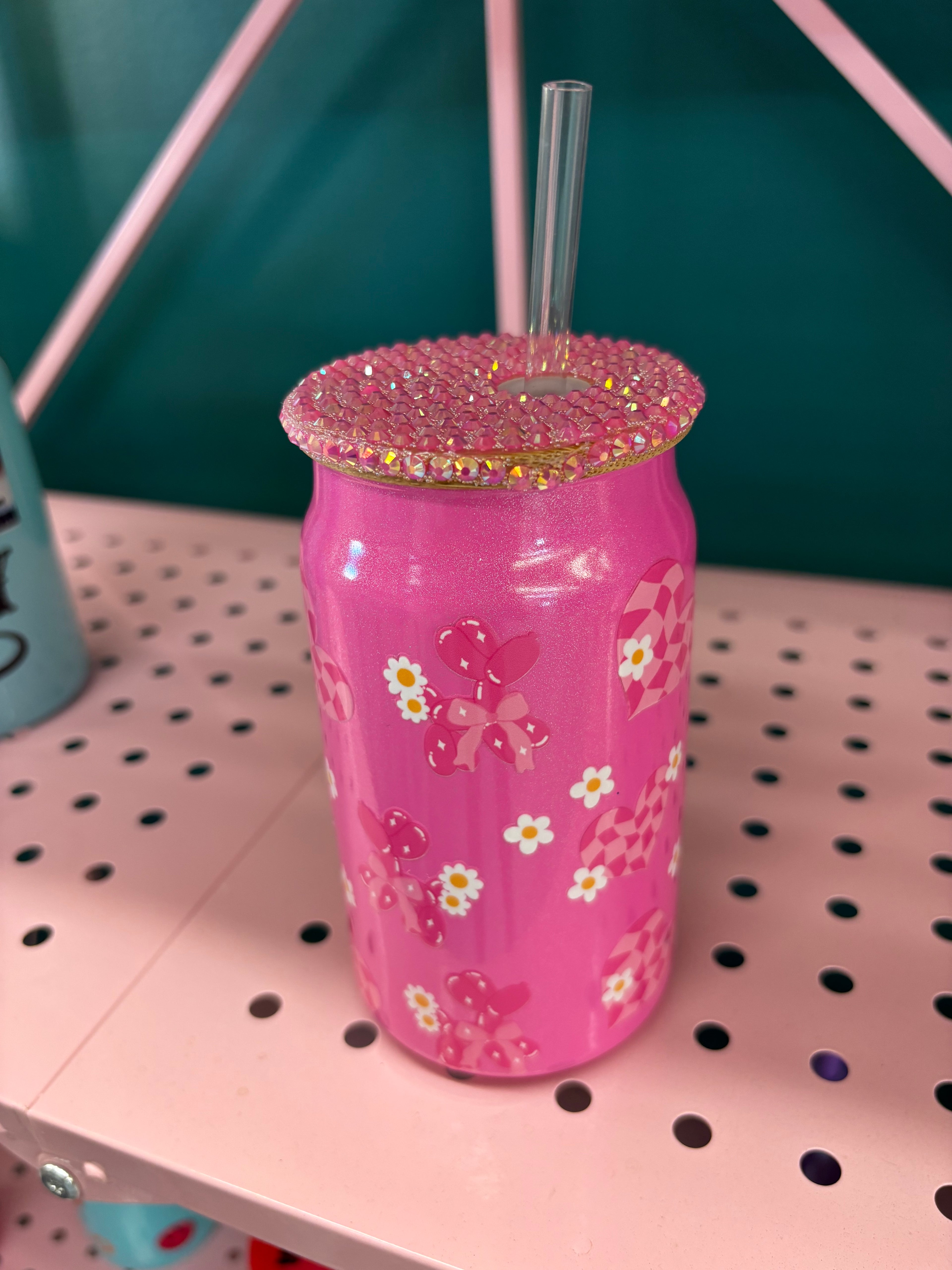 16oz Pink Glass Tumbler