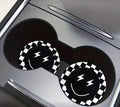 2pc Checkered smiley car coasters