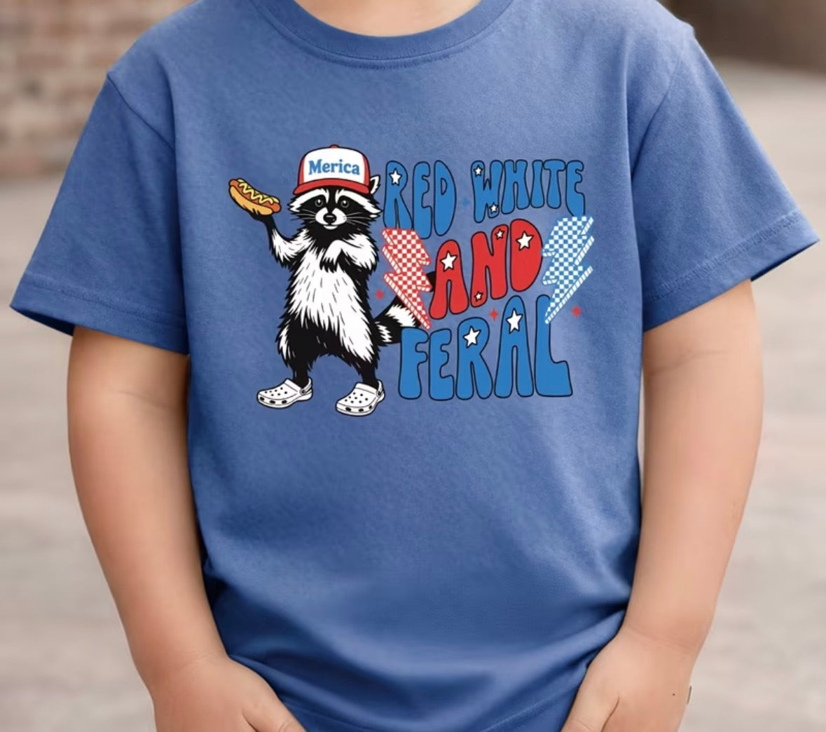 KIDS red white & feral shirt